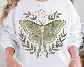 Luna Moth PNG, Celestial Cottagecore Sublimation, Fairycore Witchy Moon Moth Shirt Design, Digital Download