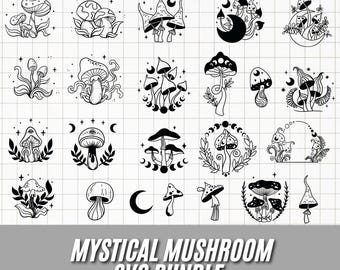 Pakiet Mystical Mushroom SVG: Boho Cottagecore Designs (plik do pobrania cyfrowego)