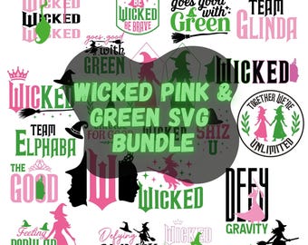 Wicked Film SVG Bundle | Pink & Grün Hexe Clipart (digitaler Download)