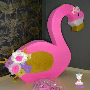 Flamingo Piñata for Tropical Party | Handmade Kids Birthday Decoration | Summer Smash Piñata