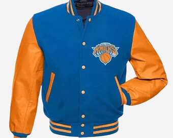 Men's new york knicks leather varsity jacket