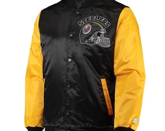 Herren Pittsburgh College Varsity Jacke | Stahlern Sportjacke