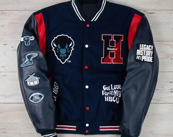 Vintage op hbcu geïnspireerd varsityjack | retro college letterman bomberjack voor heren