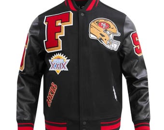 Schwarze San Francisco Varsity-Jacke für Herren | 49ers Bomberjacke