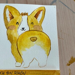 Aquarell handgemalt Corgi Postkarte Geschenkkarte Unikat