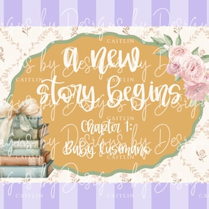 Book Baby Shower Banner Mockup | A New Story Begins Banner Canva Mockup Template | A New Chapter Begins Banner Mockup Template