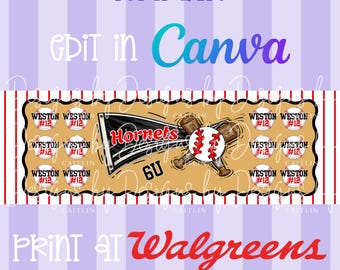 Baseball Team Banner Template | 2x6 Walgreens Size | Editable in Canva | Baseball Team Sign Banner | Baseball Dugout Banner