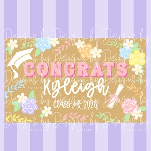 Graduation Banner Mockup | Flower Graduation Banner Canva Mockup Template | Editable Canva Design | Flower Graduation Banner Mockup