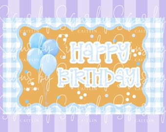 Boy Birthday Banner Mockup | Boy Birthday Banner Canva Mockup Template | Preppy Boy Birthday Banner Mockup Template | Banner Mockup