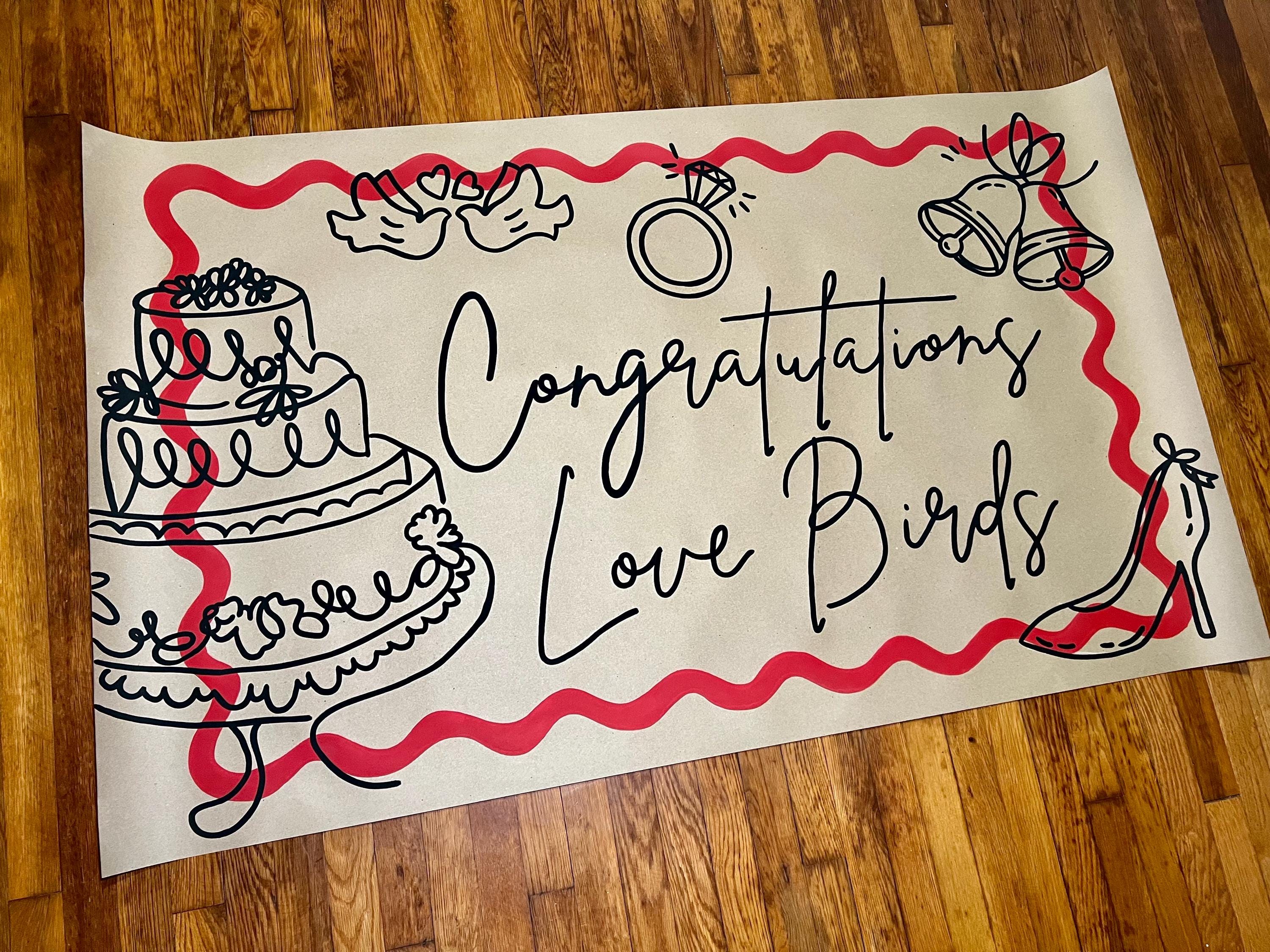 Elegant Minimalist Engagement Party Banner | Personalized Bridal Shower Sign | Simple Wedding Shower Banner | Hand Painted Engagement Banner