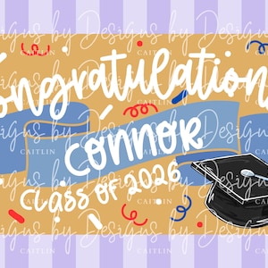 Graduation Banner Mockup | Boy Graduation Banner Canva Mockup Template | Editable Canva Design | Flower Graduation Banner Mockup