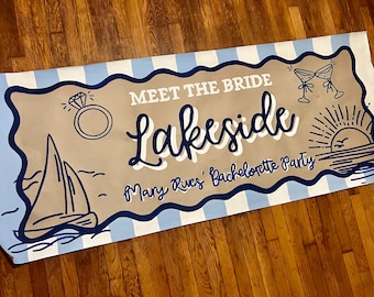 Lakeside Bachelorette Party Banner | Nautical Bachelorette Banner | Custom Bachelorette Weekend Sign | Modern Minimalist Bachelorette Banner