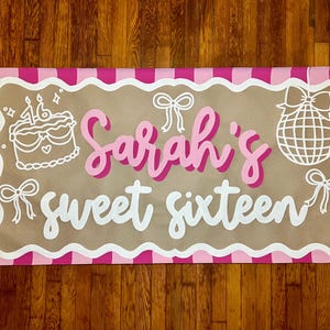 Custom Birthday Banner | Custom Sweet 16 Birthday Banner | Birthday Decoration | Any Age Name Banner | Modern Birthday Banner