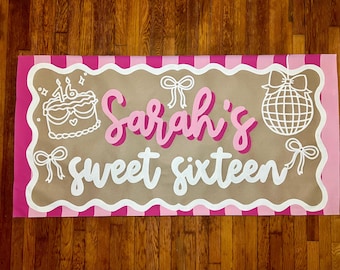 Custom Birthday Banner | Custom Sweet 16 Birthday Banner | Birthday Decoration | Any Age Name Banner | Modern Birthday Banner