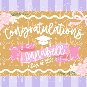 Graduation Banner Mockup | Floral Graduation Banner Canva Mockup Template | Editable Canva Design | Flower Graduation Banner Mockup