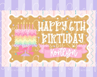Girl Happy Birthday Banner Mockup | Girl Happy Birthday Banner Canva Mockup Template | Happy Birthday Girl Cake Banner Canva Mockup Template