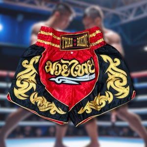 Handmade Muay Thai Shorts | Traditional Thai Boxing and Kickboxing Gear – Premium Satin Fight Shorts for Men and Women (Red)