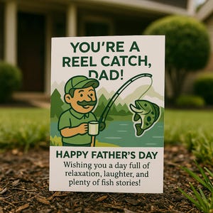 Tarjeta del Día del Padre "Reel Catch Dad Fishing"