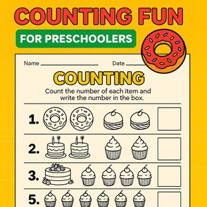 Preschool Counting Worksheets – Digital Download | Number Recognition & Counting Activities