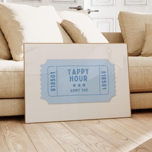 Yappy Hour Print | Bar Cart Wall Art | Retro Cocktail Digital Download | Funny Bar Printable | Instant Drink Decor | Home Decor Poster