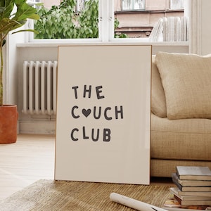 The Couch Club Heart Print | Cozy Typography Wall Art | Funny Digital Poster | Homebody Aesthetic Decor | Instant Download