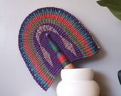 Artisan Ghanaian bolga fan African hand fan with leather handle ornate XL bolga fan Afro bohemian home decor The Adamma fan