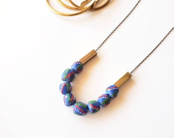 Afro bohemian blue trade beads necklace//Kenyan trade bead necklace//Bohemian long necklace// The Adimu necklace