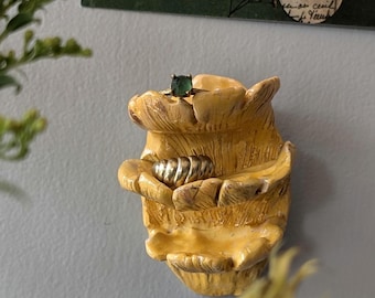 Chantrelle mushroom jewelry dish,  chantrelle wall art, cozy  woodland mushroom decor, mushroom gift for girlfriend