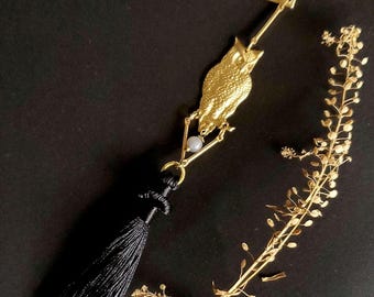 Dark academia metal bookmark//lux brass forever bookmark// tassel bookmark// silk tasselbookmark// Dark Victorian bookmark// brass bookmark