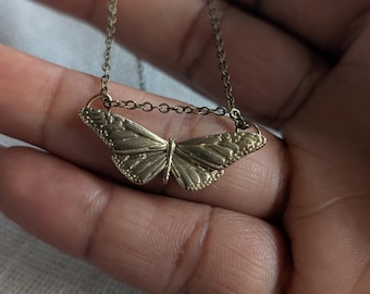 Simple brass pendant necklace, brass butterfly necklace, vintage butterfly necklace, everyday layering necklace// The Mariposa necklace
