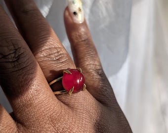 SECONDS:minor imperfection Orange carnelian ring, everyday gemstone ring//  gift for her// gold carnelian ring// Brass gemstone ring