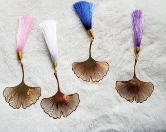 Gingko leaf bookmark//lux brass forever bookmark// tassel bookmark// Nature lover bookmark//cozy cottagecore bookmark// brass bookmark