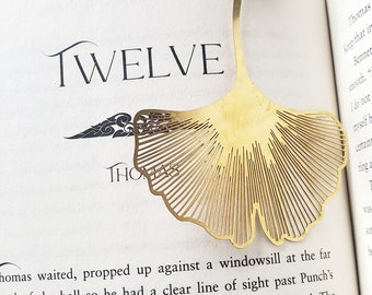 Gingko leaf bookmark//lux brass forever bookmark// tassel bookmark// Nature lover bookmark//cozy cottagecore bookmark// brass bookmark