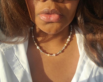 Valentine's Day classic modern pearl necklace//sterling silver nugget pearl  necklace, pearl necklace// The Charlotte necklace