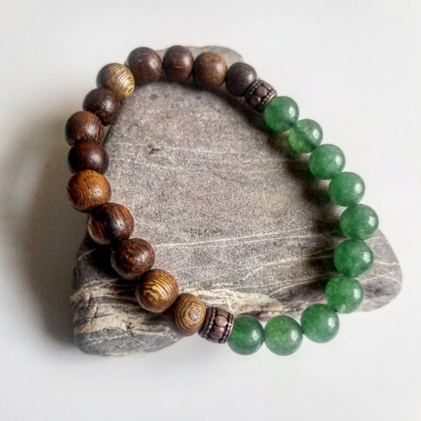 Men's wood and gemstone  stackable stretch bracelet//chakra bracelet//gift for him//yoga bracelets//The Chiwetel
