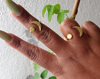 Brass midi ring// delicate moon ring//knuckle ring// adjustable ring// simple ring// everyday midi ring//delicate gold ring// The Celestine