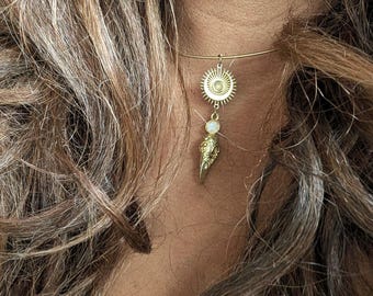 Brass gold  Vulture skull choker necklace// Vulture necklace,  bird skull necklace, Afro goth necklace- The Renewal necklace