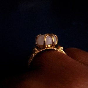 Rainbow moonstone ring// June birthstone ring// Valentine's Day gift// gold moonstone ring// gift for her image 2
