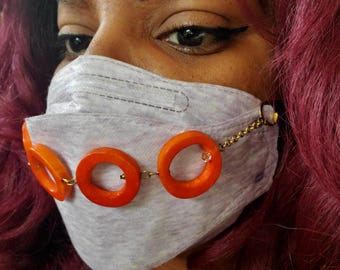 Colorful orange   mask chain// KN94 mask and mask chain//beaded face chain