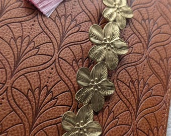 Valentine's Gift for reader, lux brass forever bookmark, tassel bookmark,Nature lover bookmark/feminine floral bookmark// brass bookmark