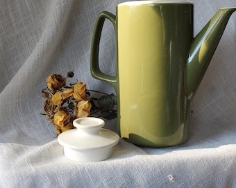 Mid-century modern avocado coffee pitcher, Vintage retro tableware-free shipping