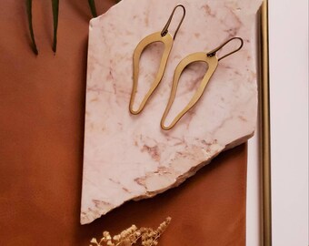 Gold abstract hoop earrings//gold circle earrings//African gold earrings//Statement gold earrings// The Dali earrings