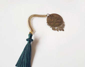 Dark academia bookmark// Brass snake bookmark// brass bookmark