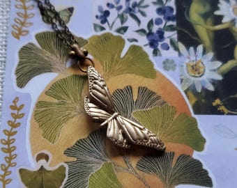 Simple brass pendant necklace, brass butterfly necklace, vintage butterfly necklace, everyday layering necklace// The Mariposa necklace