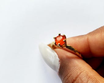Orange carnelian ring// everyday gemstone ring// Christmas Day gift for her// gold carnelian ring// Brass gemstone ring
