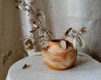 Rustic red clay vase, Handcrafted wild clay vase, rustic modern vase, Georgia clay vase, modern hostess gift