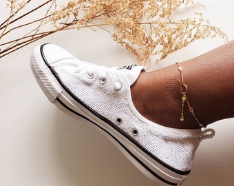 Everyday modern gold anklet//Unisex 24k gold plated chain link necklace// dainty chain anklet// The Akili