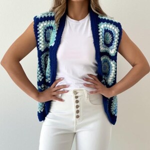 Handmade Granny Square Afghan Coat, Boho Crochet Patchwork Jacket, Colorful Knitted Festival Cardigan, Vintage Style Hippie Sweater