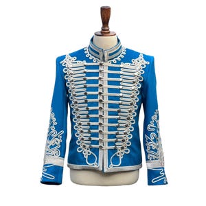 Napoleonic Blue Military Parade Jacket Vintage Embroidered Band Uniform Highland Victorian Steampunk Jacket Available in 24+ Colors