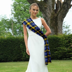 Women’s Scottish Tartan Sash Handmade Wool Wedding Shoulder Sash Traditional Plaid Bridal Accessory With Free Matching Brooch in 50+ Tartans